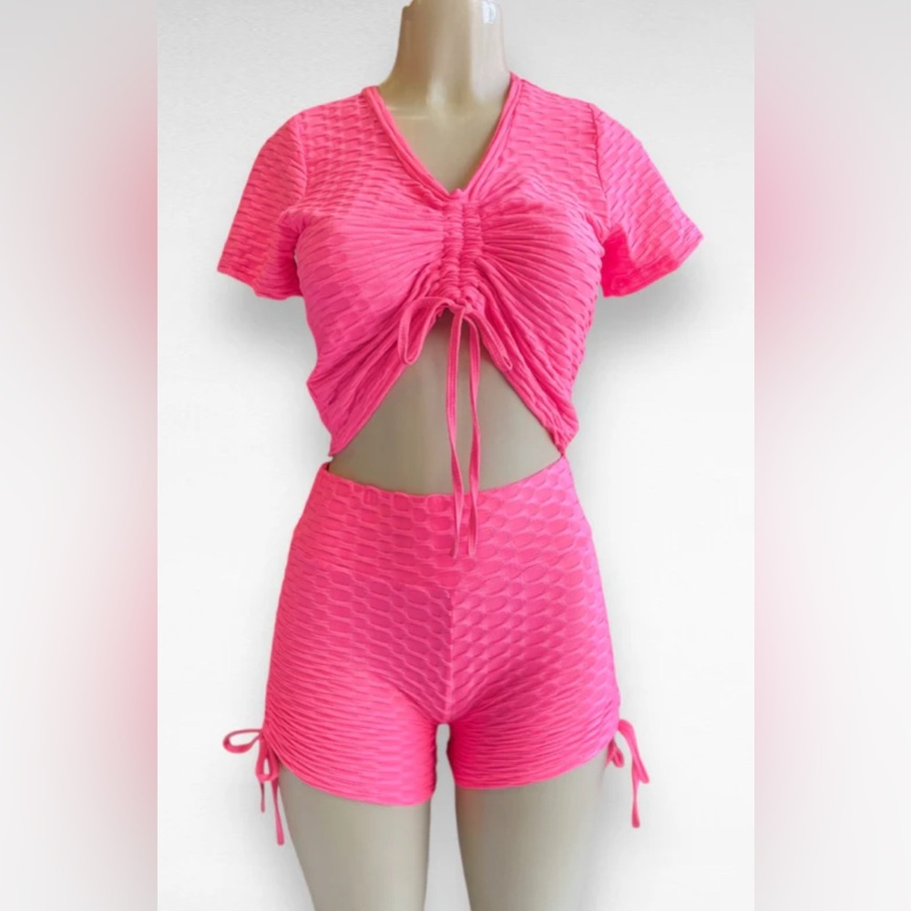 Vibrant Pink Textured 2 piece